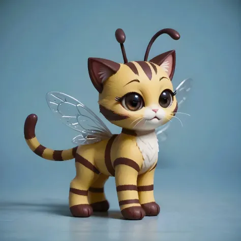[🙀+🐝Catbee] [Updating Model New*] - score_9, score_8_up, score_7_up, score_6_up, masterpiece, best quality, amazing quality, soft shading, solo, unisex, Original, toylike, PPTcb, cartoon eyes, yellow fur with brown stripes, cat ears, brown antennae, cat_ta...