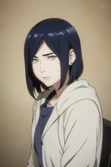an hiperealistic shot of hinata(shippuden), ((izumi Nase)), Detailed eyes, short hair, straight hair, hair ornament,, (sweet woman), anime style, ((happy)), ((sweet)), ((delicated)), without bangs, ((navy hair))
((mature)), ((woman)), ((hiper detailed)), b...
