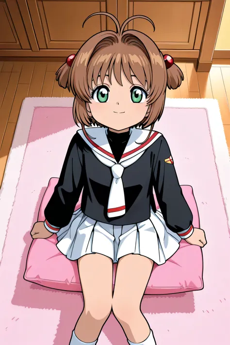 score_9,score_8_up,score_7_up,source_anime,anime,nsfw,rating_explicit,uncensored,high quality,super detailed,highest quality,extremely detailed,beautiful,masterpiece,perfect lighting BREAK
day,indoors,my room,cushion,carpet,(Kinomoto Sakura,short hair,brow...
