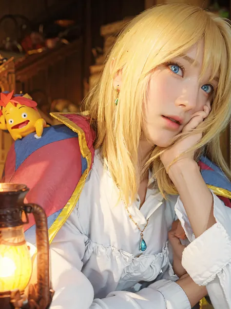 ((HOWL JENKINS PENDRAGON),((realistic, photorealistic)),(highlight hair)), Light reflection, (( HD )),((upper body)), (((best quality, masterpiece))), (masterpiece) (best quality) (detail) (8k) (HDR) (wallpaper) (cinematic lighting) (sharp focuasterpiece, ...