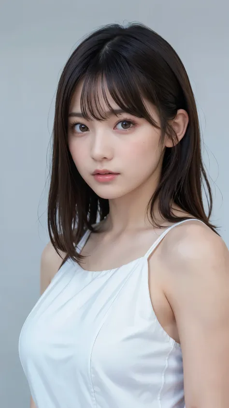 (Highest Quality:1.4),(masterpiece:1.4),(realistic:1.4),(realistic:1.2),(超high resolution, RAW Photo:1.4),(high resolution,  Highly detailed :1.2),(8k:1.2), cinematography,Portrait of a dark-haired or brown-haired woman,Clear Department、One personの女の子,natu...