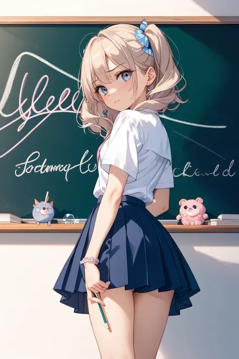 Highest Quality、masterpiece、detailed background、Beautiful Girl、 detailed expressions 、Confession Day、Blackboard Day、Quiet Classroom After School、sunset shines in、Write with chalk the Confession of Youth scene、Quiet Classroom After School、
( on blackboard「 ...