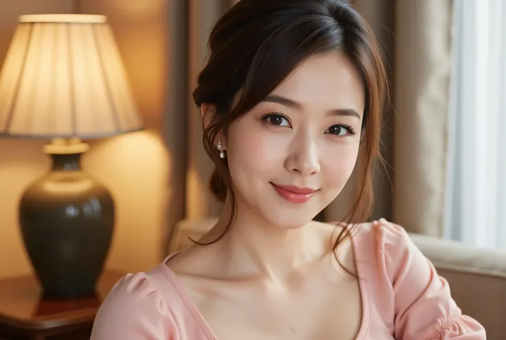 attractive mature woman with only a young 顔, ( detailed description of the hair), ( Photo-realistic faces:1.8 ), ( Angle of view from head to knees:1.8 ), high image quality , masterpiece, (Beautiful and Elegant Harmony of Color:1.9),top quality,、(Sta...