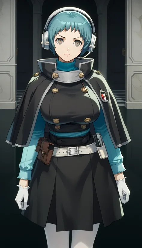 score_9, score_8_up, source_anime
(masterwork, masterpiece, best quality, hyper-detailed :1.2),
1 girl, solo, cute face,
p3fuuka, yamagishi fuuka, short hair, aqua hair, gray eyes,
p3fuuka-sees, headphones, headset, turtleneck, aqua turtleneck, capelet, bl...