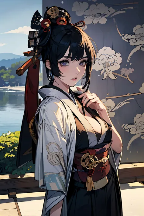 (masterpiece:1.5),beautiful hair,beautiful eyes on my stomach,beautiful lips,Beautiful slender body,Big Breasts,cleavage,(Konno Anna:1.4),(random expression:1.3),(Riverside:1.4),bust illustration from the front ,((((the most beautiful woman in the world:1....