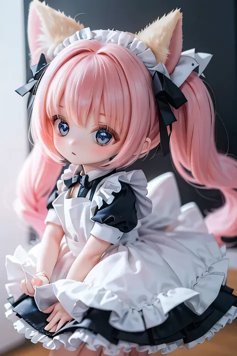 
         Fox        、                     chibi  、 maid clothes　(((on bodycon)))(((Strong winds)))