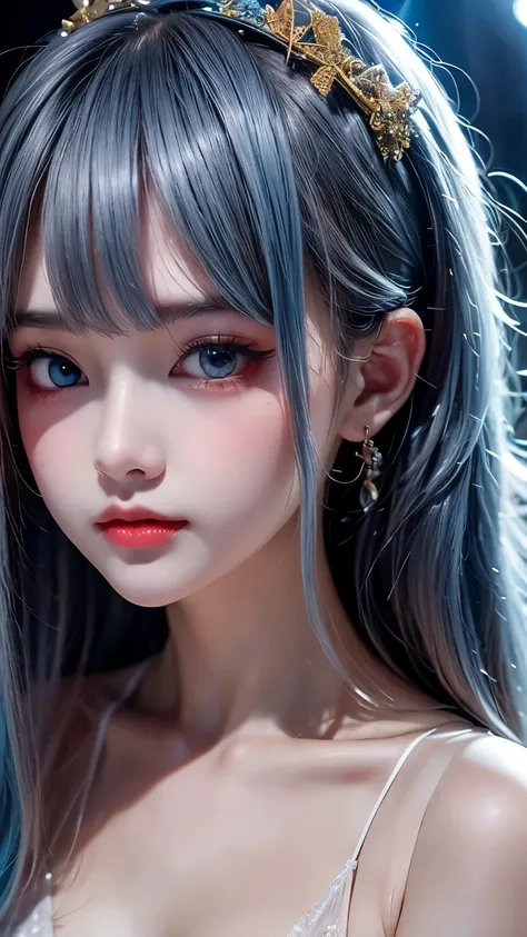 (Art by Cornflower),(Lens flare adds a nice touch), ((masterpiece)), A girl with beautiful deep eyes,light blue hair,dynamic streak,(fractal art:1.3),Bokeh,soft light,magical colors and atmosphere