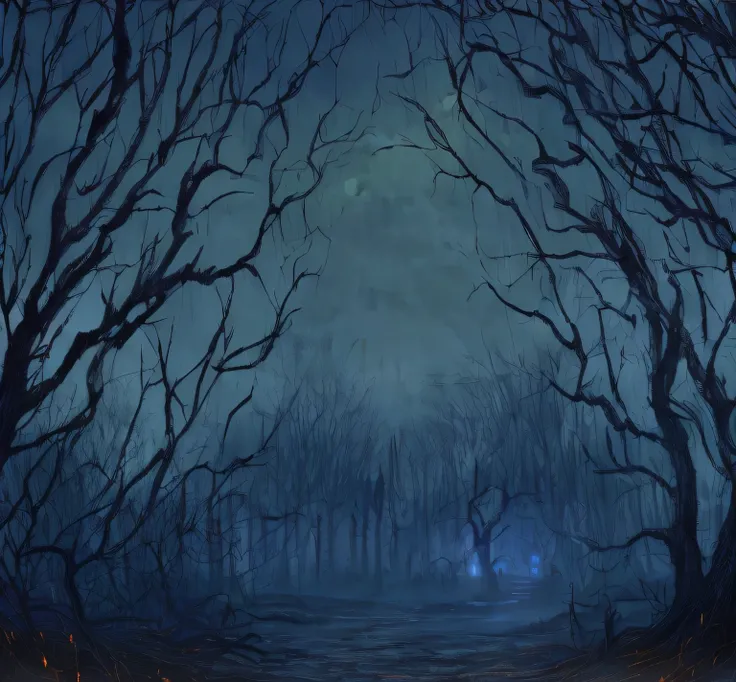 (masterpiece:1.2), (best quality,:1.2), 8k, HDR, ultra detailed, ((photorealistic)), professional light, cinematic lighting, fashion photography, ambient lighting, background, a sinister and evil forest at night, Darkness, epiCPhoto,