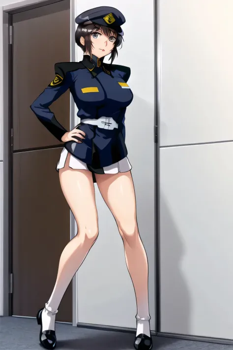  Faces are important，Big Breastsでもウエストが細い，I see long black panties，can you draw long socks on both legs，一people々々stand，smile，I'm drawing     the expression of。It depicts her expression more delicately，she's wearing a military hat， With legs  ，It completely...