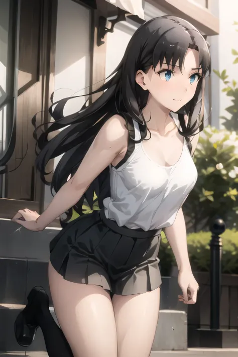 {{x}},draw her expression more delicately，walking alone，    city tour    ,，（（（She is dressed in a casual tourist style）））， I have a SLR camera  ,（Let's draw a more delicate look），（sleeveless wool sweater），（ Pleated Legs，white panties），（That work is enough ...