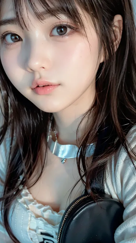 sexy woman、(beautiful small face、High nose、Large, symmetrical eyes、 moisturize sexy lips)、((beautiful breasts、Breast bag))、((disheveled hair、Sleepy face))、Perfect Anatomy、Highest Quality、8K、 RAW photos 、reality、ultra high definition、wall、hallway