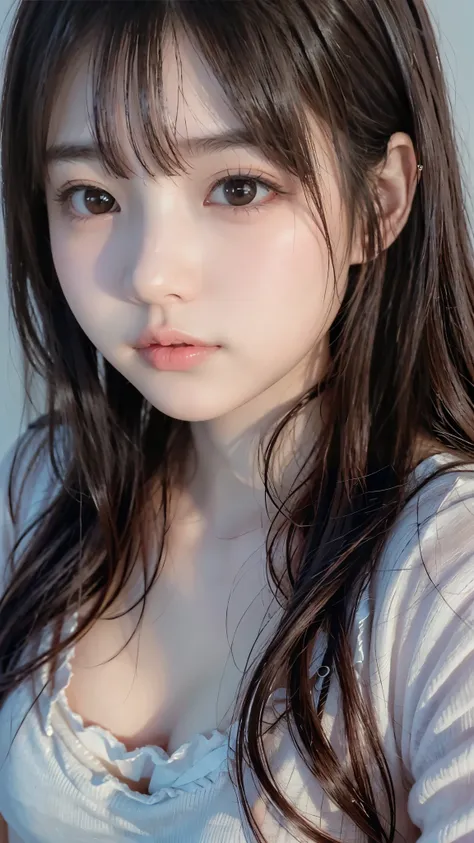 sexy woman、(beautiful small face、High nose、Large, symmetrical eyes、 moisturize sexy lips)、((beautiful breasts、Breast bag))、((disheveled hair、Sleepy face))、Perfect Anatomy、Highest Quality、8K、 RAW photos 、reality、ultra high definition、wall、hallway