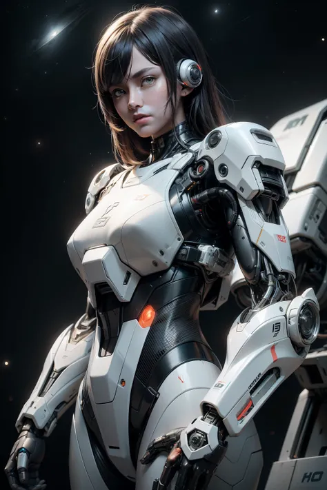 sci-fi style, cyber  futuristic, technological, space themes, (masterpiece), best quality, expressive eyes, perfect face, mecha, bodysuit, armor, mechanical arms