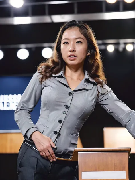 Highest Quality,Ultra HD,extremely detailed depiction,high image quality like a movie,8k,(RAW Photo 1 .5),Delicate skin,Cinema Lighting,(depth of written border),(sophisticated lighting close-up:1.3),(from front,full body,Passionate speech:1.4),((business ...