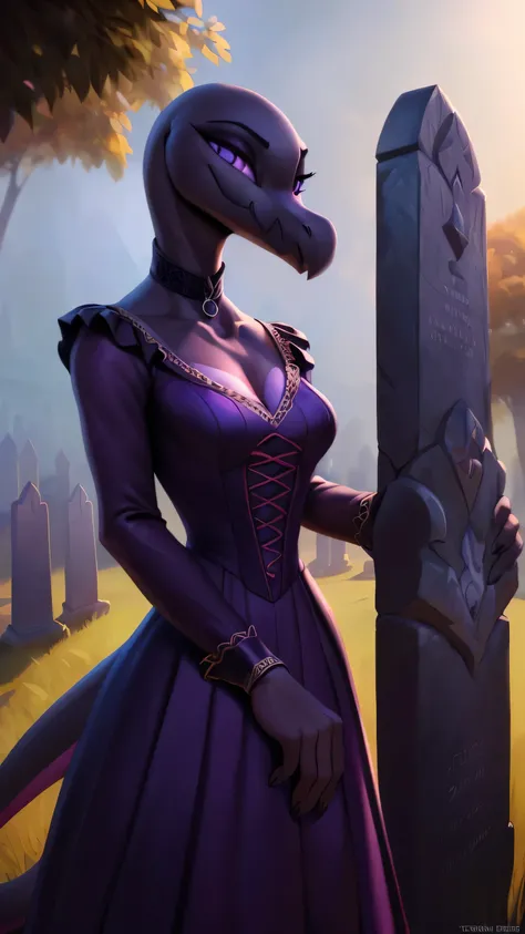 uploaded on e621, ((Salazzle)) by Pixelsketcher, by Bayard Wu, by Thomas Benjamin Kennington , by Einshelm, anthro, ((full body focus)), BREAK, ((dress:1.2)),wearing black victorian dress, long flowing dress, long sleeve victorian dress, dress flowing down...