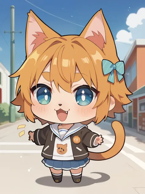 score_9, score_8_up, score_7_up, score_6_up, source_anime, tag1, tag 2, nsfw，( chibi:1.4)， chibiねこ，Illustration of a girl in the human form of a Meow Maine Coon cat, , shaped like a human，but the ears and tail above the head、and still has cat-like characte...