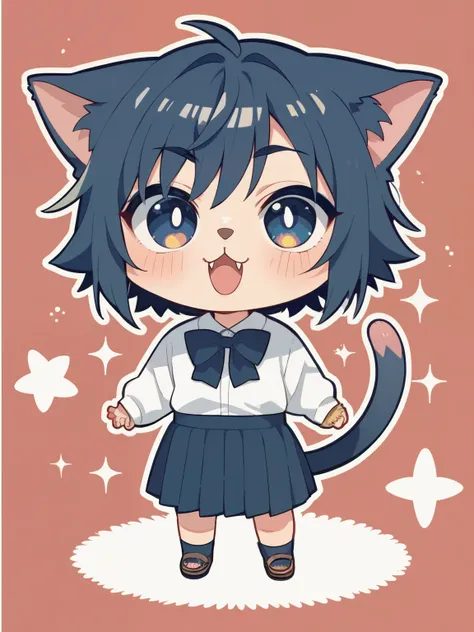 score_9, score_8_up, score_7_up, score_6_up, source_anime, tag1, tag 2, nsfw，( chibi:1.4)， chibiねこ，Illustration of a girl in the human form of a Meow Maine Coon cat, , shaped like a human，but the ears and tail above the head、and still has cat-like characte...