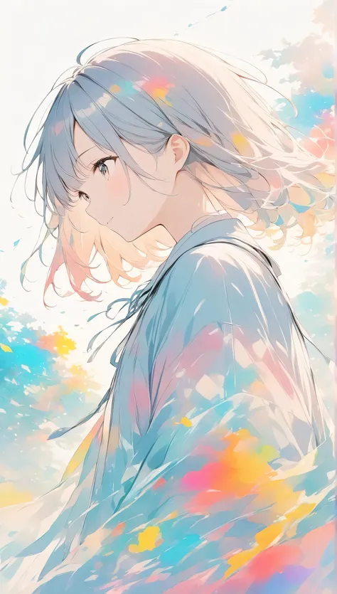 pale color、double exposure,#sdxl、a girl,、Emphasis on 、Colorful use of colors、