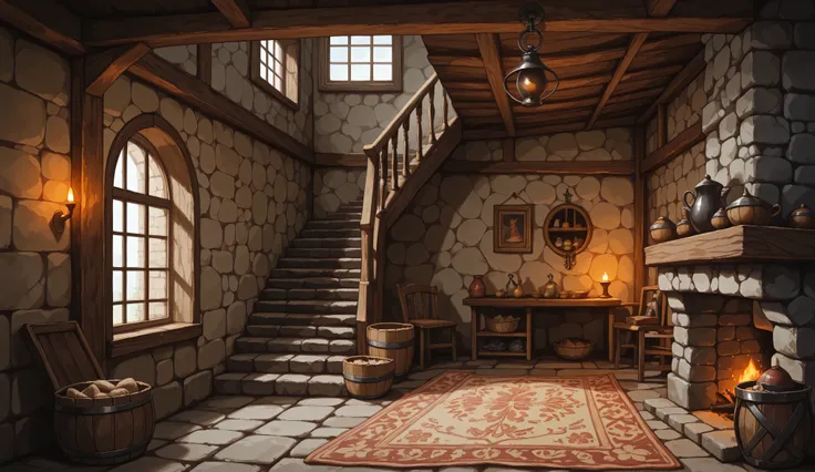 medieval humble house hall staircase