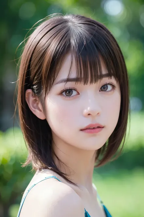 High Quality, Super Detail, female, bob cut, black hair, Sluggish bangs, blunt ends, night sky, beautiful expression , compassionate gaze, HDR, UHD, high definition, Photographic Realism, realistic skin texture, delicate texture, precise texture, Delicate...