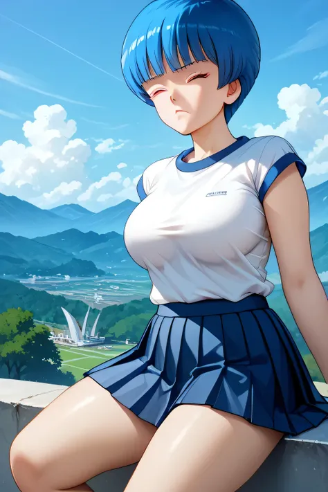 Score_8_up, Score_7_up, break, masterpiece, best_quality ,Ultra-realistic 8kCG,masterpiece,((girl:1.59)),serious, short boyish hair,((blue bob boyish cut)),outdoor,AOI YUME Masakazu Katsura drowning,anime,(1 person), ((AOI YUME)) ,close mouth , ((slit eyes...
