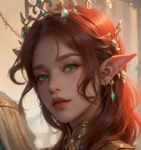 a close up of a woman with a crown on her head, portrait of an elf queen, a portrait of an elf, dnd portrait of a tiefling, dnd avatar portrait of halfling, an elf queen, portrait of an elf, side portrait of elven royalty, elf queen, detailed matte fantasy...