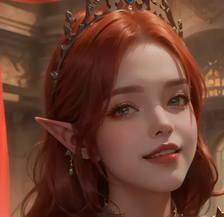 a close up of a woman with a crown on her head, portrait of an elf queen, a portrait of an elf, dnd portrait of a tiefling, dnd avatar portrait of halfling, an elf queen, portrait of an elf, side portrait of elven royalty, elf queen, detailed matte fantasy...