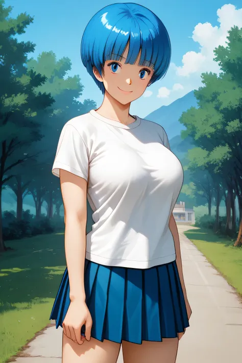 Score_8_up, Score_7_up, break, masterpiece, best_quality ,Ultra-realistic 8kCG,masterpiece,Smile, short boyish hair,((blue bob boyish cut)),outdoor,AOI YUME Masakazu Katsura drowning,anime,(1 person), AOI YUME ,close mouth , slit eyes ,ALMOND EYE,alone, ((...