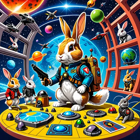 rabbits evolve and play a secret role as smart spies across the galaxy、agent R、007、 Mission Impossible 、High intelligence、An excellent spy、wear cutting-edge equipment, and、Board a small spaceship、Rito reached the spaceship