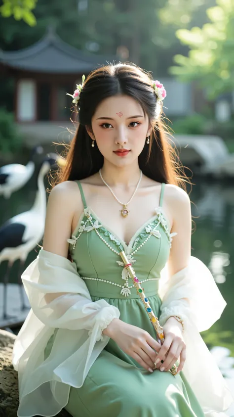Prompt word:
character name:Horai Fairy,Surreal romantic idea photo photo in 32k quality,Ultra HD, the best picture quality,Close-up front face portrait,Looking at the camera,Laughing Bai Meisheng。, dynamic and beautiful atmosphere。Appearance and Face S...