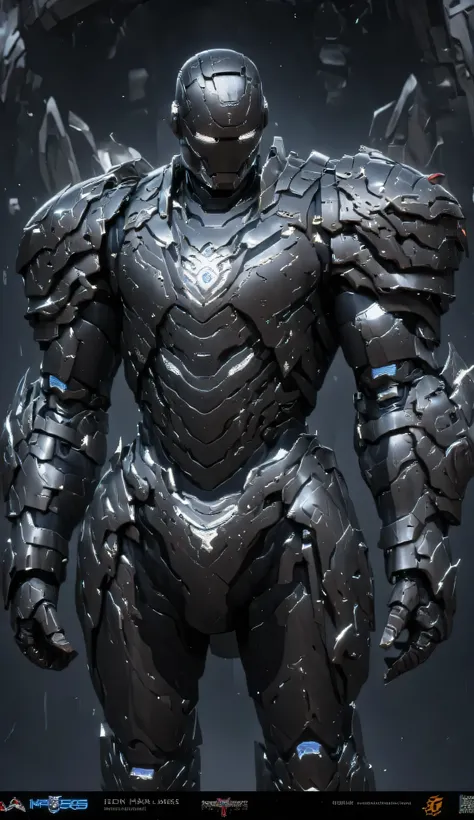 Iron man, silver and Blue, mark 1, knight armor, mechanical knight armor, medieval and futuristic blend