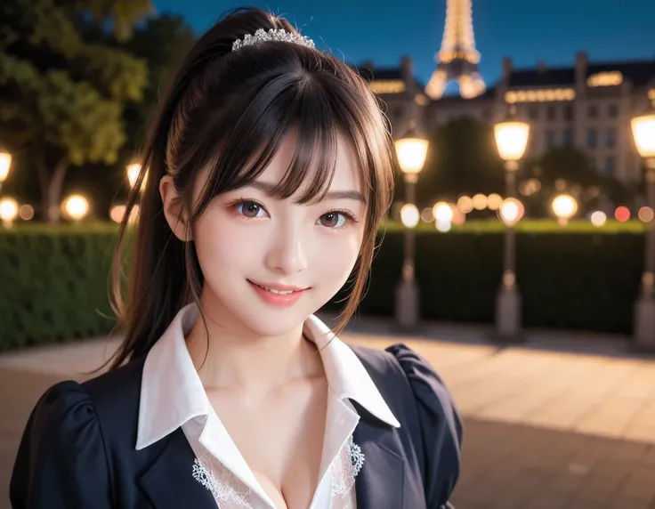 score_9, score_8_up, score_7_up, super detailed, 32K, Masterpiece, top quality, super high definition ,nsfw, official art, photorealistic, sharp focus, solo, 1 classy Japanese girl, ((ponytail)), black hair, smaller face, natural makeup, cute face, small b...