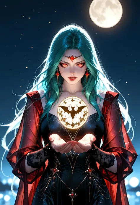 a picture of an epic beautiful female vampire, ghostly beauty, wearing transluminescent dress, black silk dress, intricate dress, transluminescent dress, transparent dress, red sleeves, epic beautiful female vampire, pale skin perfect body, ghostly beaut...