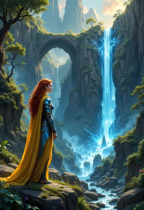 picture of druid grove in a fantasy desert canyon and its druid warden observing all, casting nature's magic, (intricate details, Masterpiece, best quality), human female druid, full body (intricate details, Masterpiece, best detailed), exquisite beautiful...