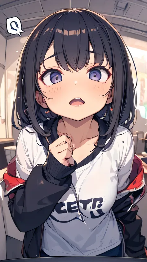 one big girl fisheye lens Hit the face obscene sound effect For middle-aged men speech bubble motion line floating on impact and clothes