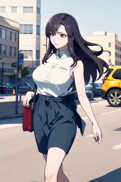 {{x}},draw her expression more delicately，walking alone，    city tour    ,，（（（She is dressed in a casual tourist style）））， I have a SLR camera  ,（Let's draw a more delicate look），（sleeveless wool sweater），（ Pleated Legs，white panties），（That work is enough ...