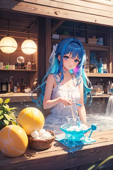 ((masterpiece、Highest quality、High brightness、detailed)) 12k、8k、High Resolution、1girl、独奏、elaina、((Girl blowing a straw、Making soap bubbles))、Hair blowing in the wind、((Soap bubble、Soapy water bubble ball))、((Rainbow-colored ball、A ball made of a thin membr...