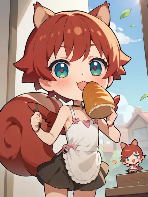 score_9, score_8_up, score_7_up, score_6_up, score_5_up, score_4_up, anime,nsfw, uncensored,( chibi:1.5),anime girl,correct anatomy,young ,small,short,skinny,Flat chest,One Girl on a Break Day with Closed Wings,highdefinition images,red squirrel,It is bui...