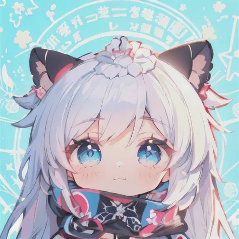 White-haired and blue-eyed anime girl in a white dress, White Cat Girl , cute anime catwoman, anime girl with cat ears, beautiful anime catwoman, 非常漂亮的anime catwoman, from arknights, Animated Cute Style , anime catwoman, pixiv, anime catwoman仆装, Small a...