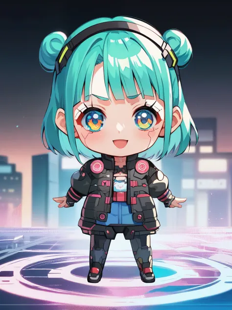 score_9, score_8_ up, score_7_ up, score_6_ up, score_5_ up, anime,nsfw, uncensored ,( chibi:1.3),A very young and cute girl from the anime girl is standing in front of a building wearing a dress and headband, digital Cyberpunk Anime Art , デジタル Cyberpunk...