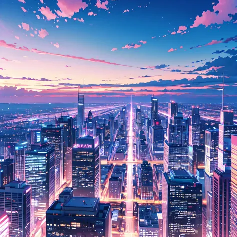 Scenery, city, blue-pink pastel, sky, 8K resolution , 8K Wallpaper