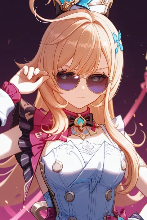 escoffier genshin impact, A cool girl wearing stylish sunglasses, looking confident and striking a pose.