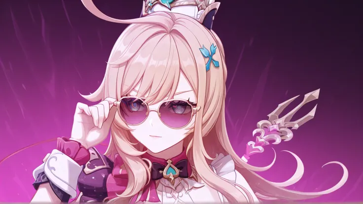 escoffier genshin impact, A cool girl wearing stylish sunglasses, looking confident and striking a pose.