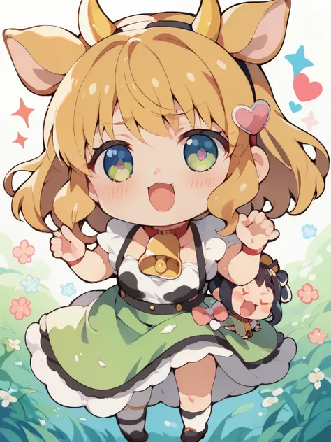 score_9, score_8_ up, score_7_ up, score_6_ up, score_5_ up, anime,nsfw, uncensored ,( chibi:1.5),Dairy cow girl,乳牛化したgirl,girl,my breasts swell so much,milking,cowbell,Pretty Cure Style,glitter,