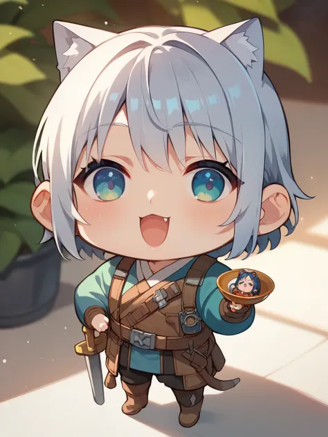 score_9, score_8_ up, score_7_ up, score_6_ up, score_5_ up, anime,nsfw, uncensored ,( chibi:1.5),An anime-style picture of a little wolf girl wearing a Jedi Master costume,Hold a light sabre, bid,depth of field,Kyoani Style,glitter,