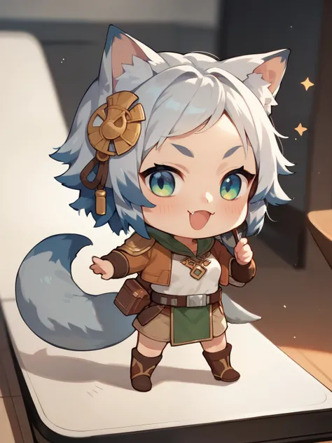 score_9, score_8_ up, score_7_ up, score_6_ up, score_5_ up, anime,nsfw, uncensored ,( chibi:1.5),An anime-style picture of a little wolf girl wearing a Star Wars Jedi Master costume, wolf tail ,Hold a light sabre, bid,depth of field,Kyoani Style,glitter,