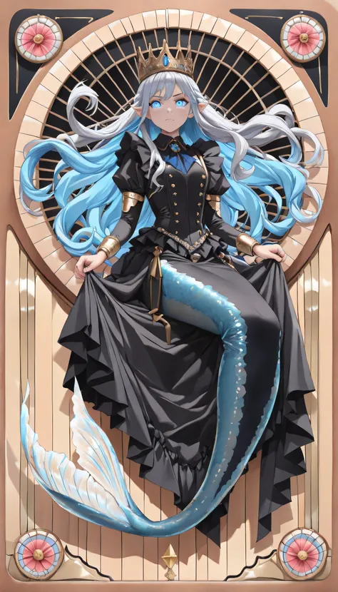 high details, best quality, 16k, ultra detailed, masterpiece, best quality, ((art deco style: 1.5)), full body, ultra wide shot, RAW, photorealistic, fantasy art, dnd art, rpg art, realistic art, an ultra wide picture of a mermaid princess in steampunk tim...