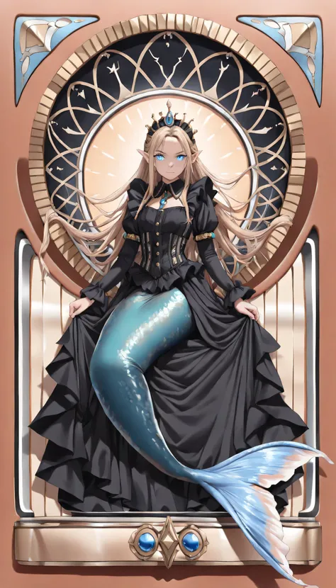 high details, best quality, 16k, ultra detailed, masterpiece, best quality, ((art deco style: 1.5)), full body, ultra wide shot, RAW, photorealistic, fantasy art, dnd art, rpg art, realistic art, an ultra wide picture of a mermaid princess in steampunk tim...