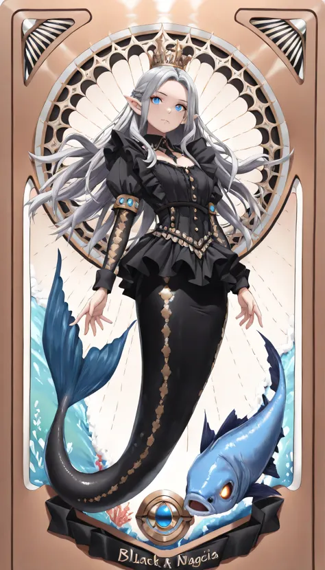 high details, best quality, 16k, ultra detailed, masterpiece, best quality, ((art deco style: 1.5)), full body, ultra wide shot, RAW, photorealistic, fantasy art, dnd art, rpg art, realistic art, an ultra wide picture of a mermaid princess in steampunk tim...