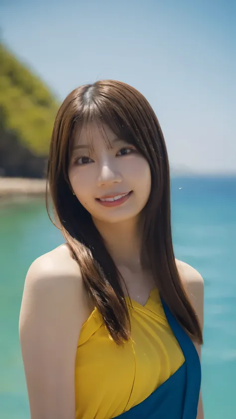 (((photorealistic))), ((realistic)), ((Super fine face)), cheongsam, upper body, looking at viewer, Front view
She's in a beautiful sea, she has long dark hair , She does sexy poses,the sun is shining